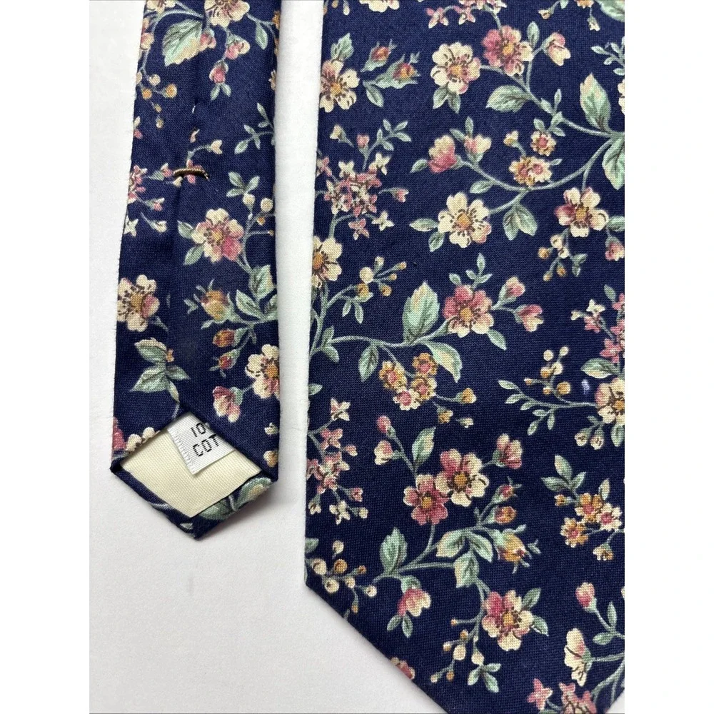 Steve Scheiner Tie,Vintage Floral,100% Cotton,Dark &‎ Pastel Colors Blue Pink